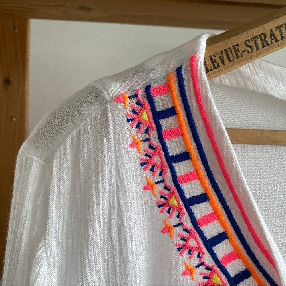 Lilly Pulitzer Resort White Pink Blue Orange Embroidered Dahle Tunic Top Medium - Picture 5 of 12
